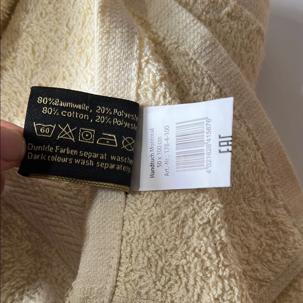3 Cream Bath Towels size 40”x20”
